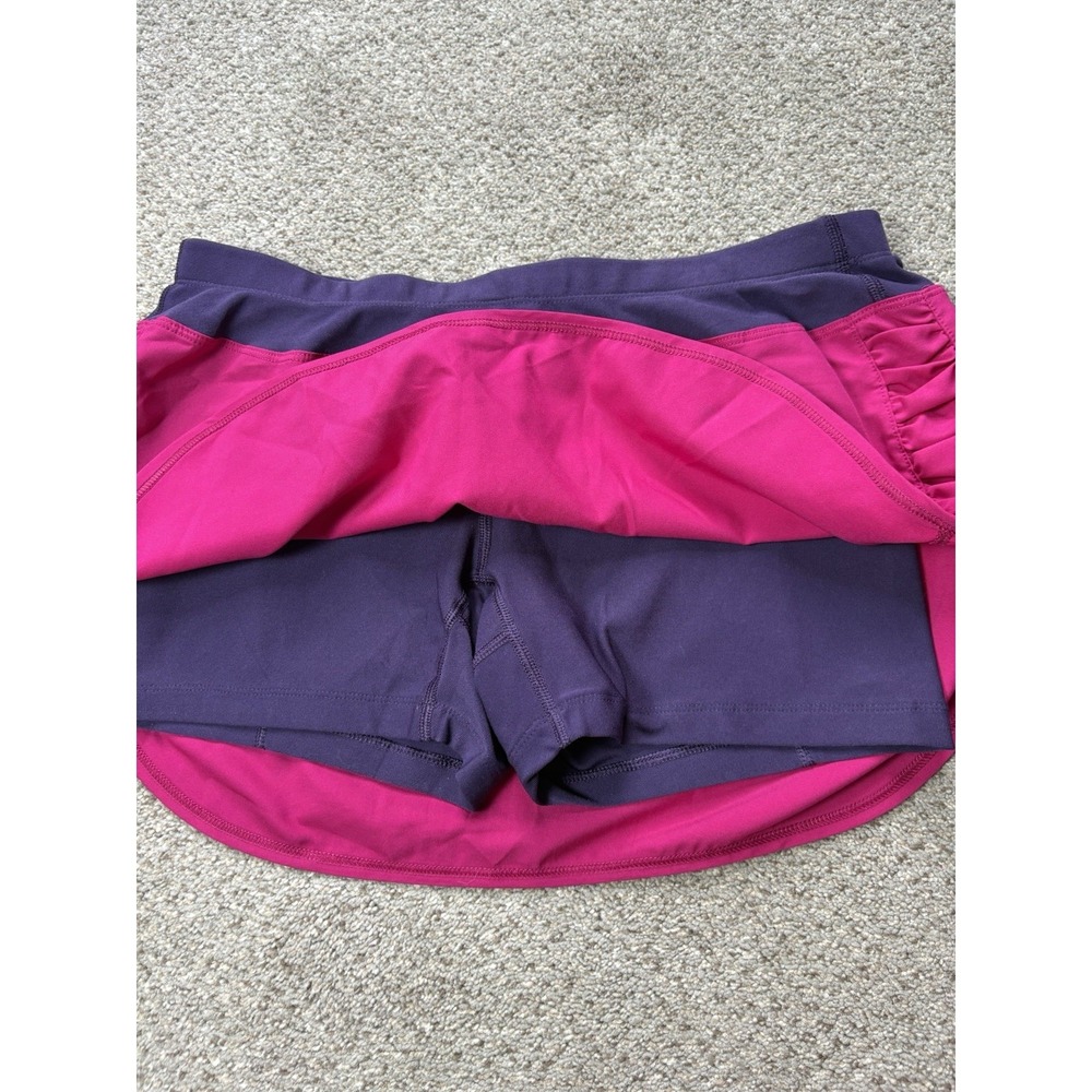Nike Dri-Fit Athletic Skort Skirt Medium Pink Ruched Tennis Pickleball Golf - Picture 4 of 6
